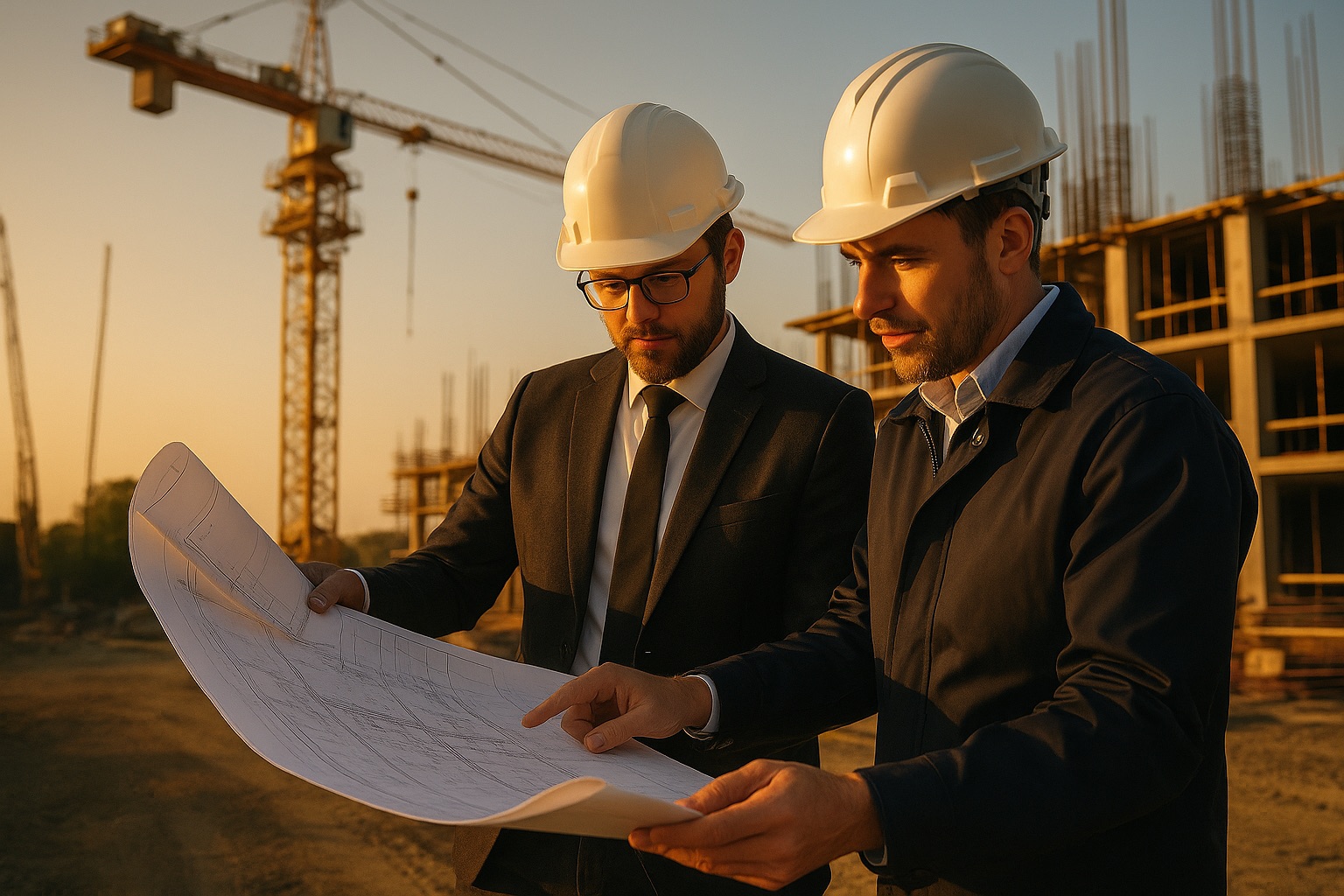 Construction site with professionals